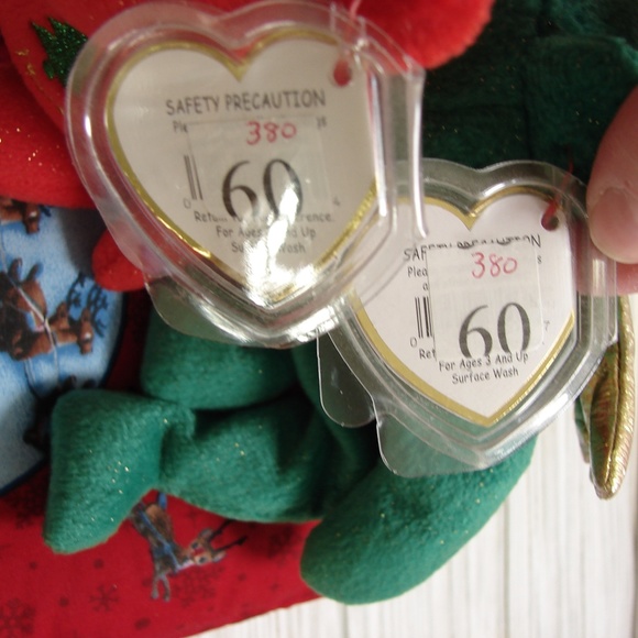 Christmas Holiday 3 pc Set Rudolph Soft Book and 2 Vtg Beanie Bears from 2003 - Picture 6 of 13